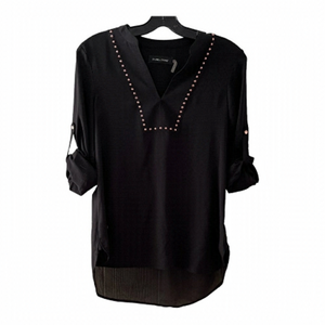 IVANKA Trump Black Top Adorned With Copper Coloured Studs Size XS